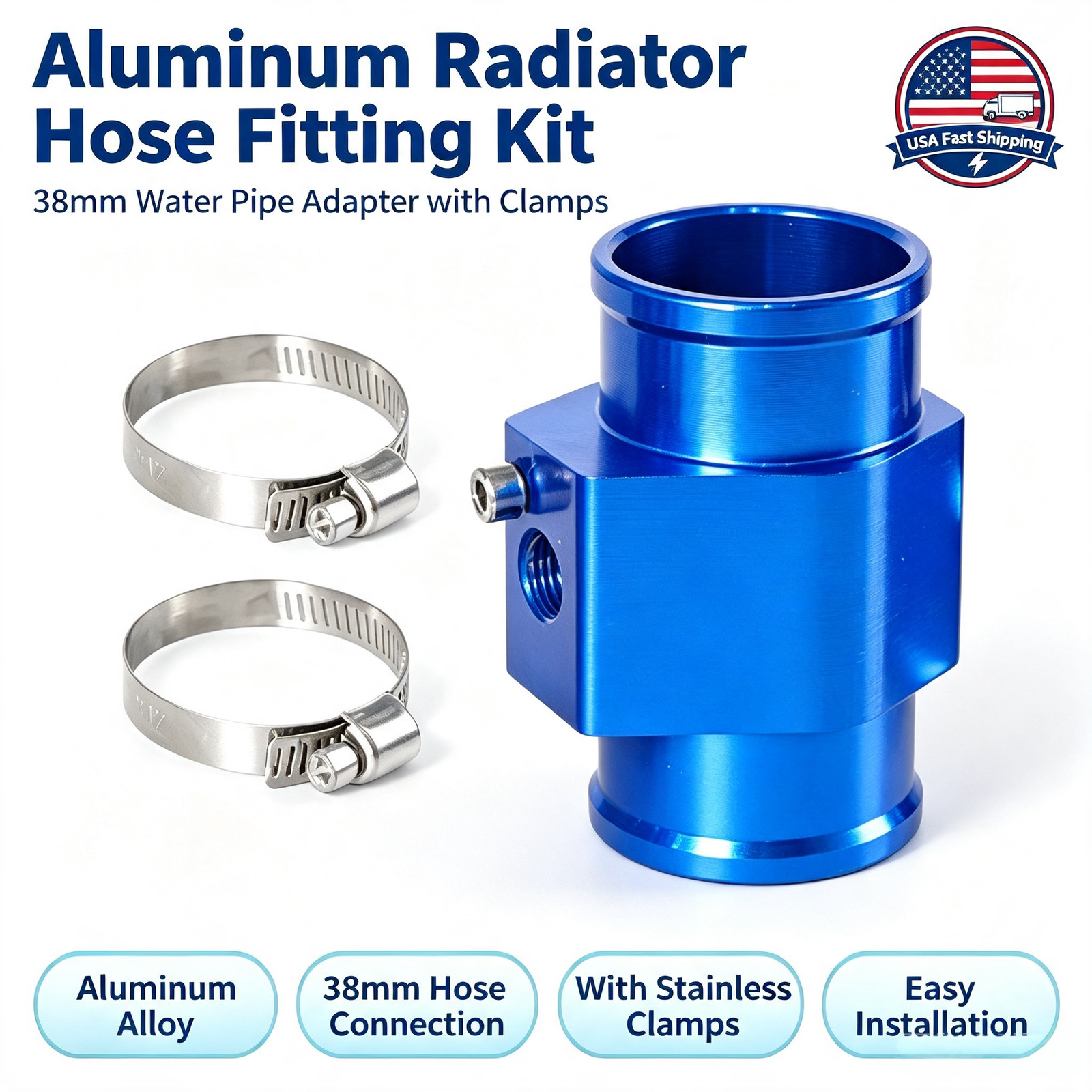 Aluminum Water Temp T-Pipe Sensor Adapter 26-38MM For Temperature Gauge