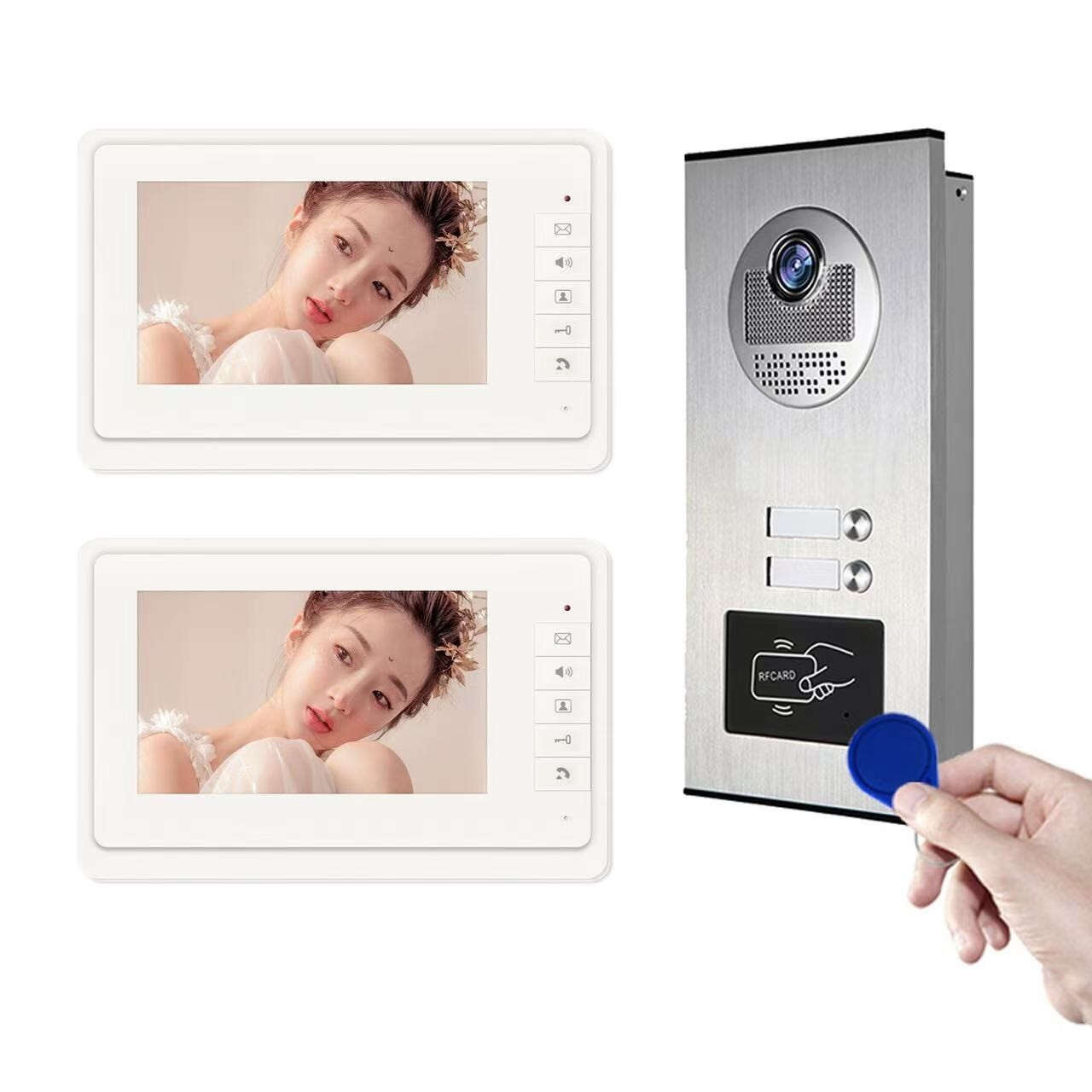 Wired 7-inch Video Door Phone with RFID Unlock and 2-Way Communication
