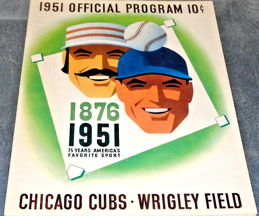1951 CHICAGO CUBS PROGRAM SCORECARD VS CINCINNATI REDS RARE MLB BASEBALL