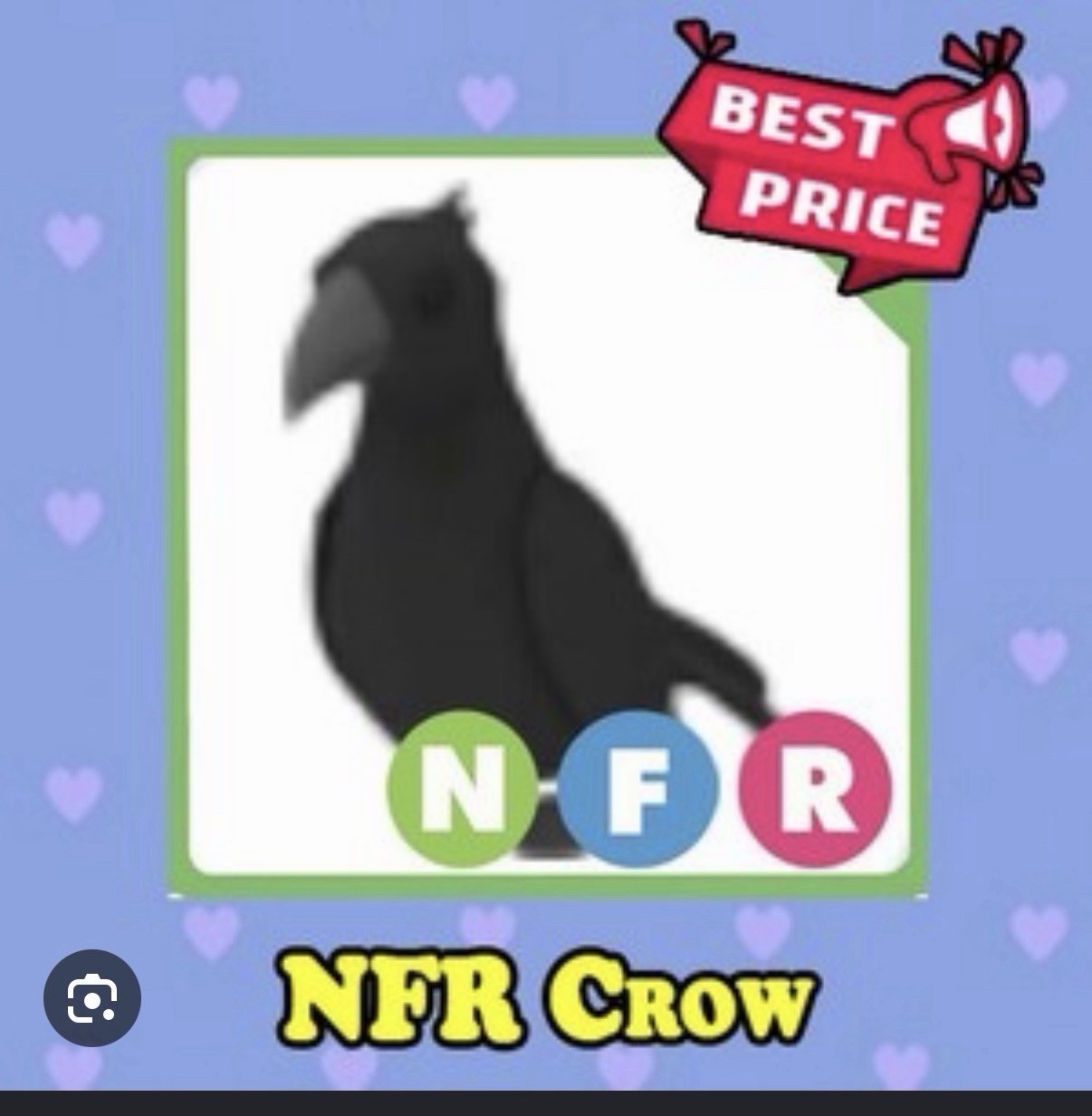 Adopt Me! Crow Game Pet NFR Neon Fly Ride Virtual Collectible (Digital Item)