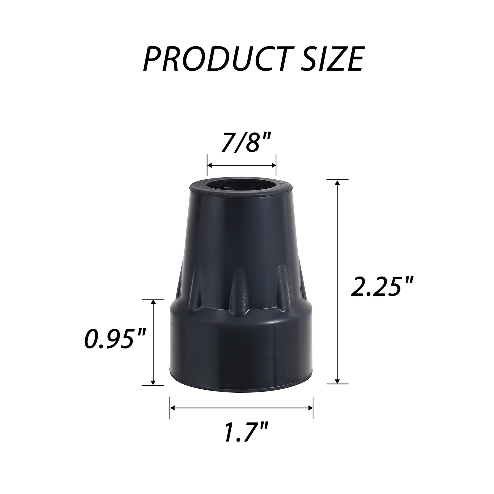 7/8 Inch Cane Tips Heavy Duty Rubber Non Slip 4 Pack Replacement