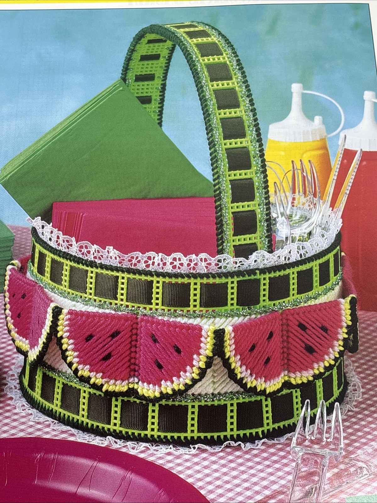 Watermelon Slices Basket Annie's Attic Plastic Canvas Pattern Page