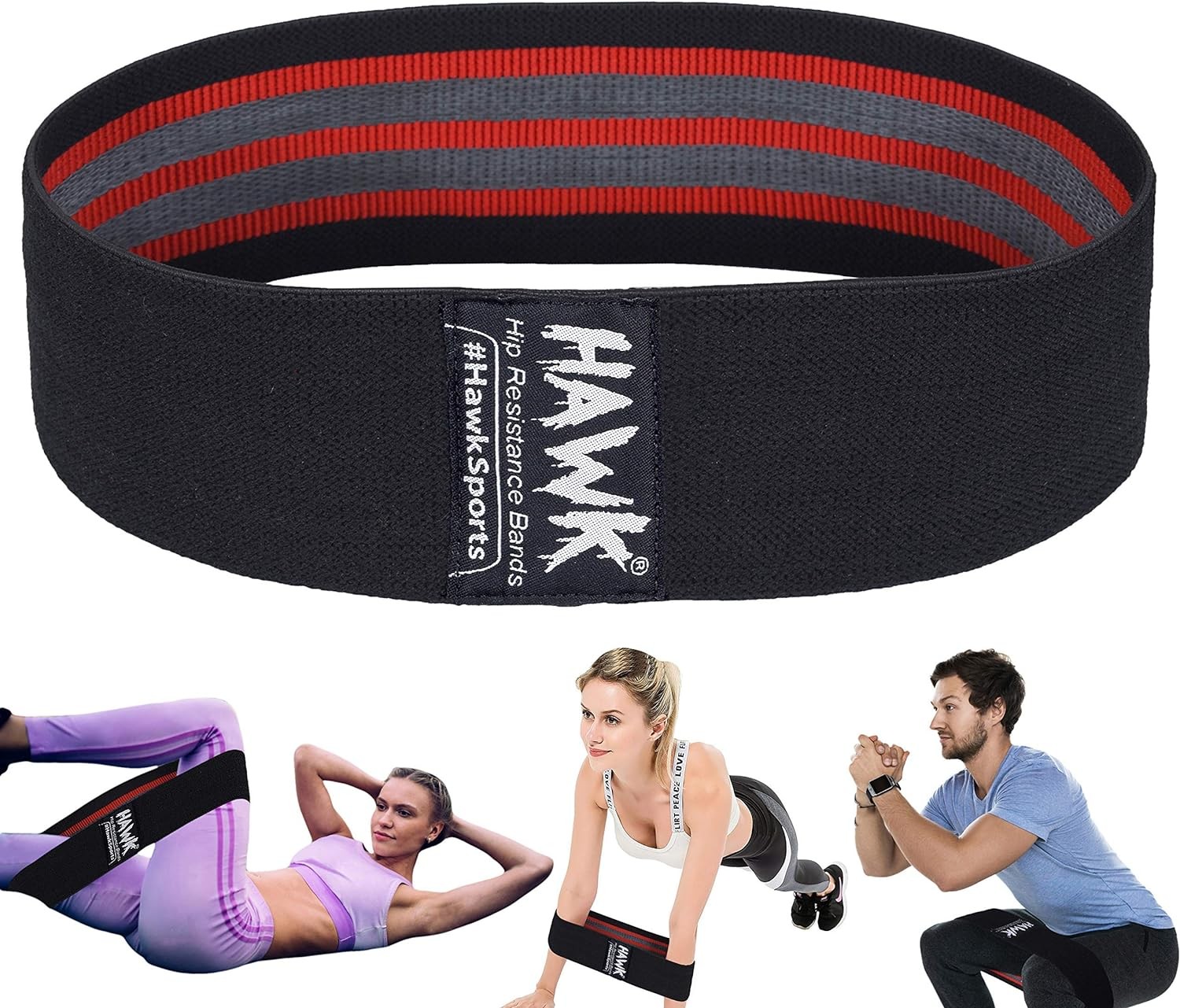 Resistance Bands for Women & Men Fabric Exercise Booty Hip Black