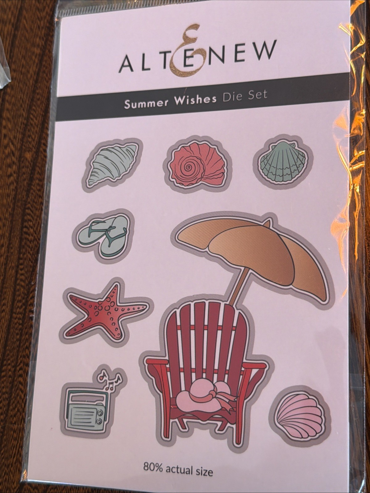 Altenew Summer Wishes Die Set Beach umbrella seashells starfish ocean water card