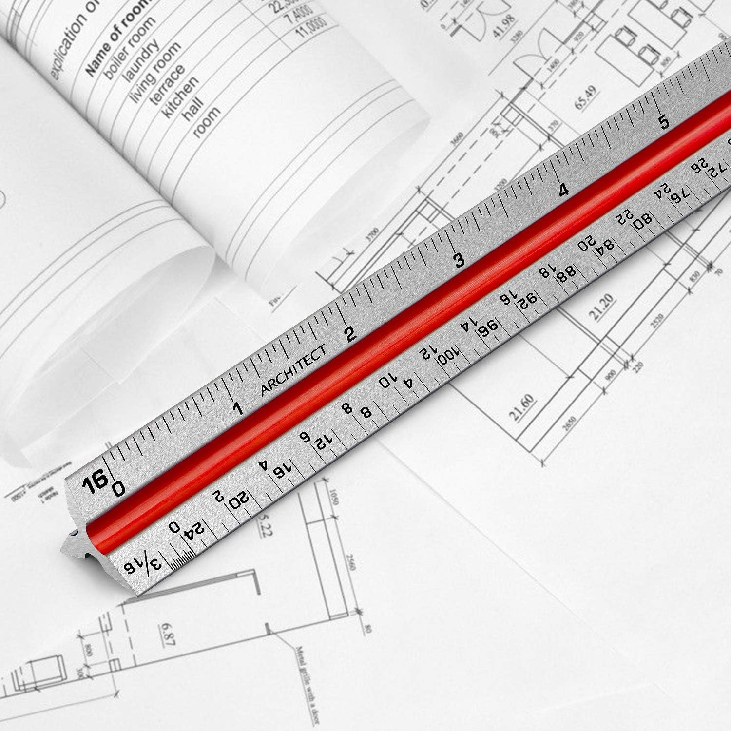 12" Architectural Scale Ruler Aluminum Architect Scale Triangular Scale Ruler fo