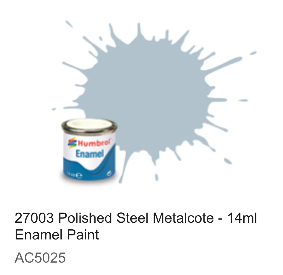 Humbrol Metalcote Enamel 14ml (27003) Polished Steel AC5025