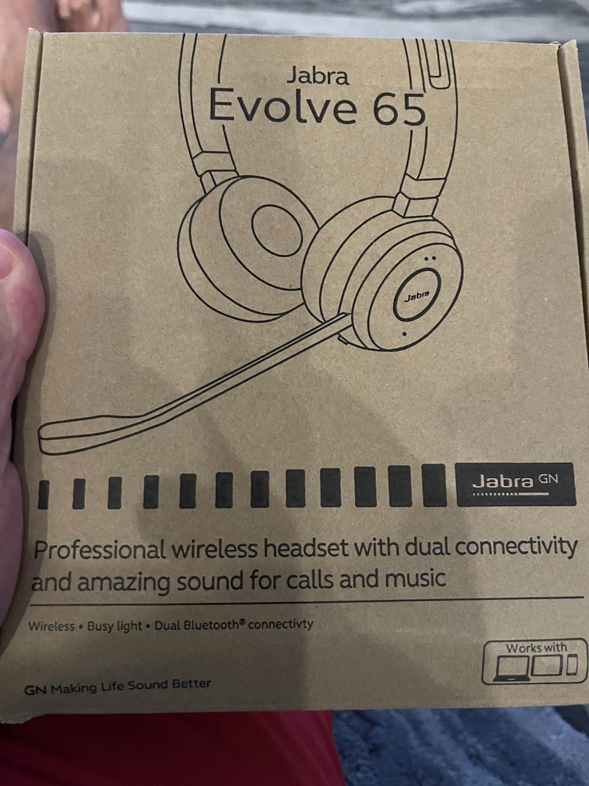 Jabra Evolve 65 SE MS Stereo Headset - Black - NO DONGLE - Works Great