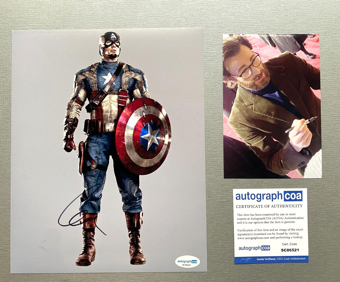 CHRIS EVANS "Captain America" in-person autographed photo 8x10 ACOA COA