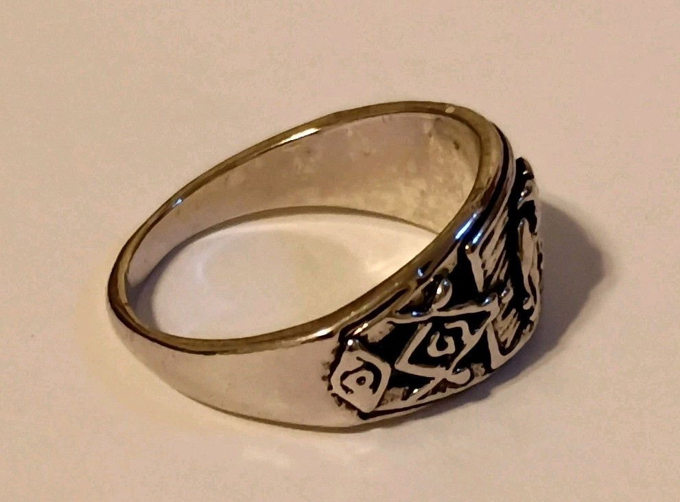 Silver Masonic Ring SIZE 8 Master Mason Scottish Rite 32° Freemason DBL Eagle