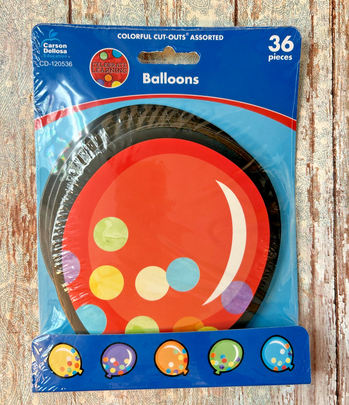 Carson Dellosa Colorful Balloons Cut Outs 36 Pieces NIP