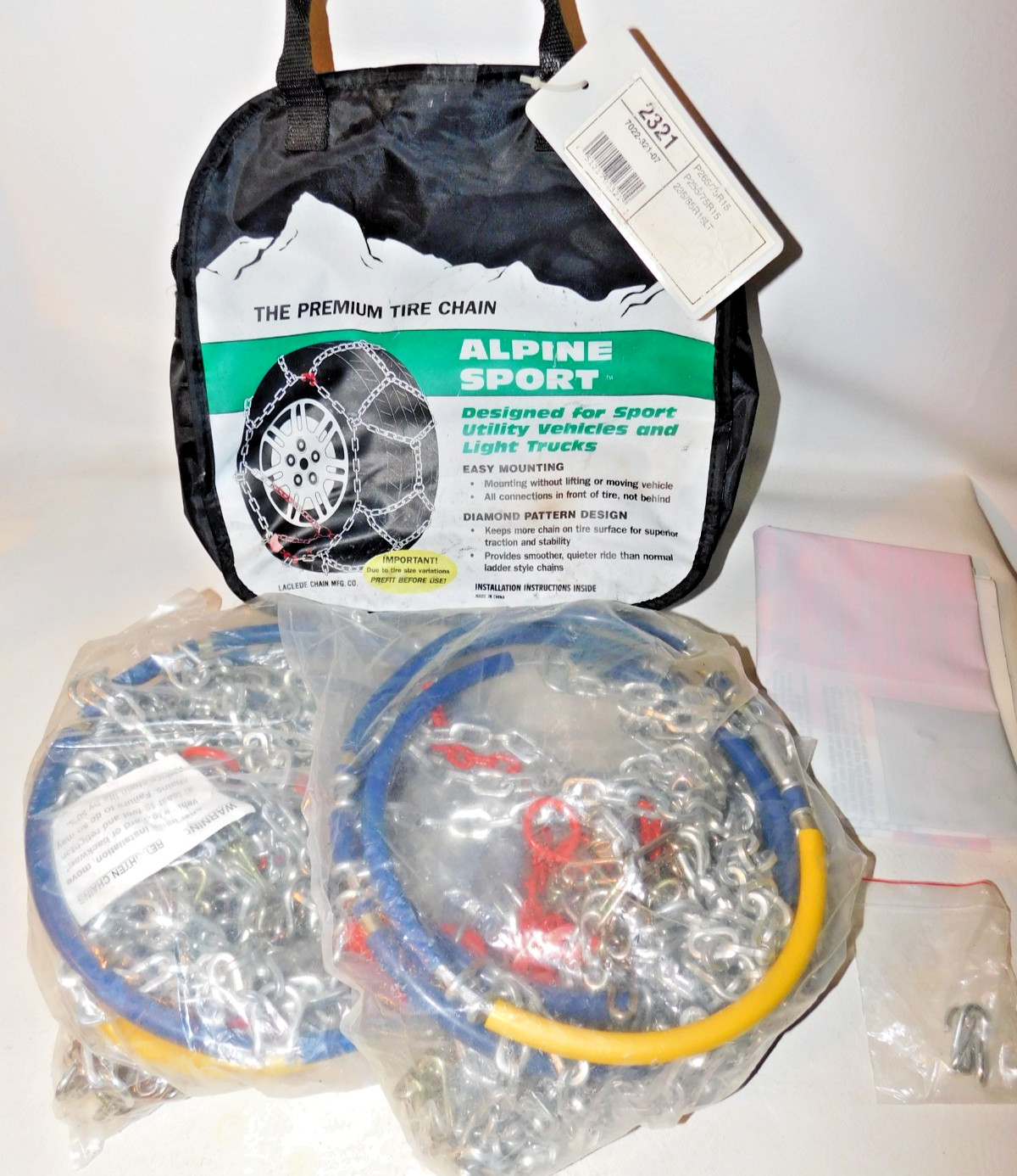 2321 Alpine Sport Light Truck/SUV Tire Chains, 1 Pair - Never Used