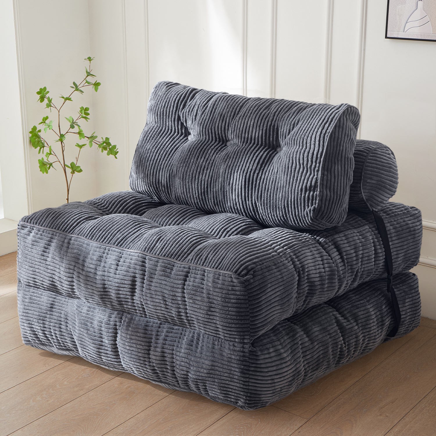 MAXYOYO 8" Folding Sofa Bed,Sleeper Chair with Pillows,Convertible Floor Sofa