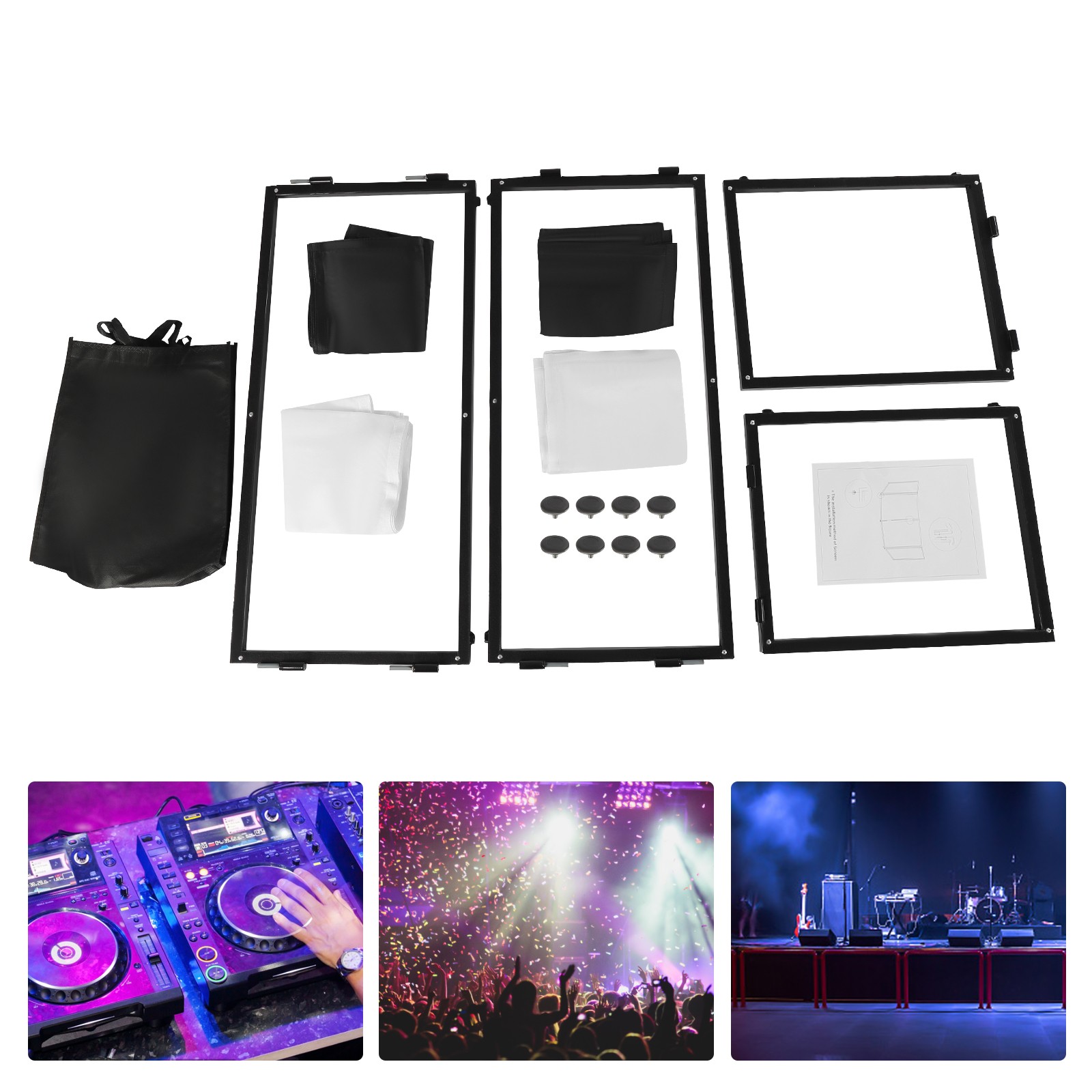 Portable Event Facade 4 Sections Tabletop DJ Booth Foldable Cover Screen NEW