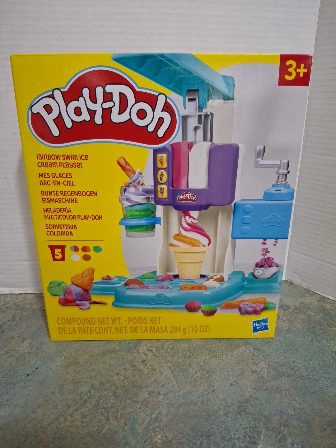 Play-Doh Rainbow Swirl Ice Cream Playset with 7 Pretend Play Kitchen Accessories