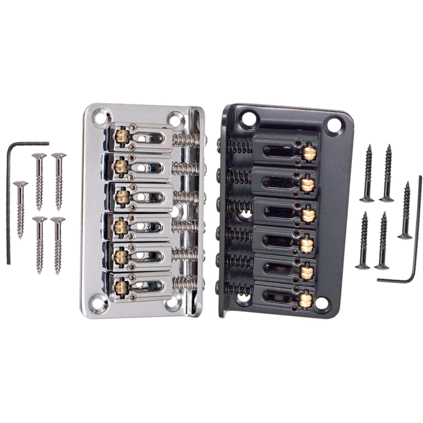 6 String Roller Saddle Hardtail Bridge with Wrench Screws for Electric Guitar A
