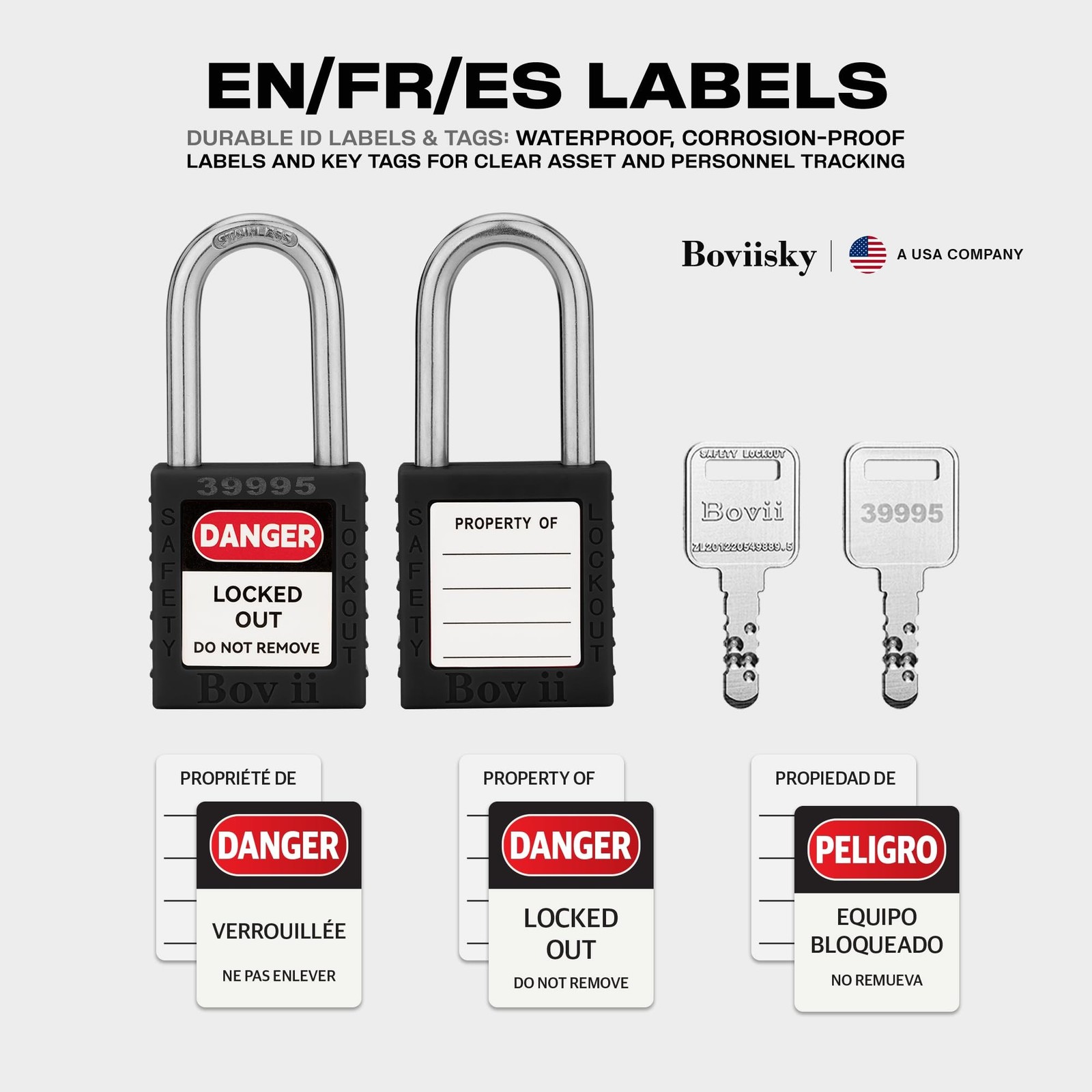 Lockout Tagout Locks Sets, 10 Black Lockout Tagout Safety Padlocks Keyed Diff...