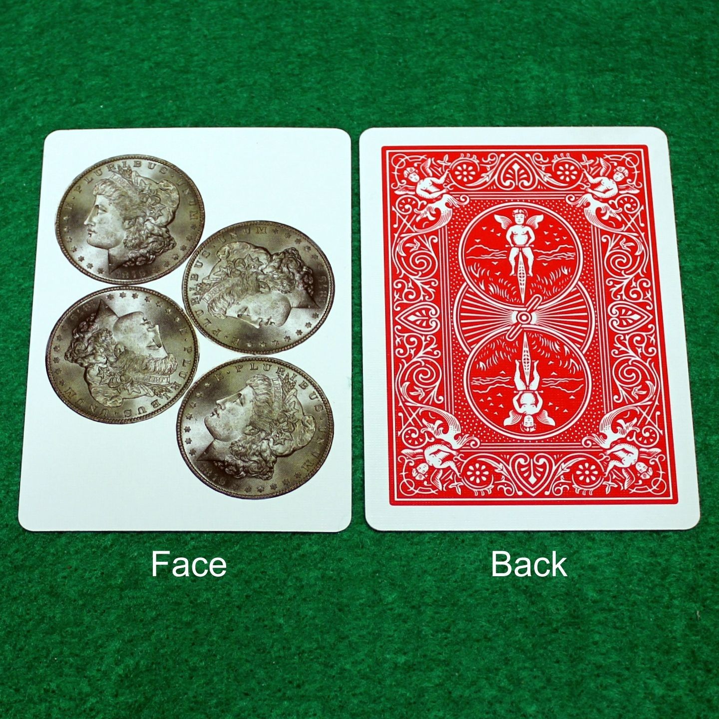 Morgan Dollars, Bicycle Printed Gaff Card, Red