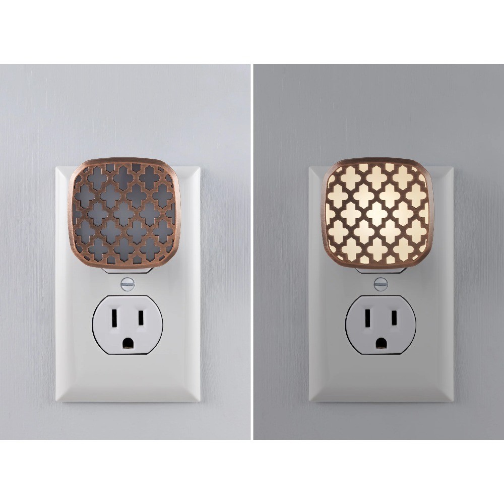 Moroccan Style LED Night Light Light Sensing Bronze Finish 2 Inch 0.75 Inch