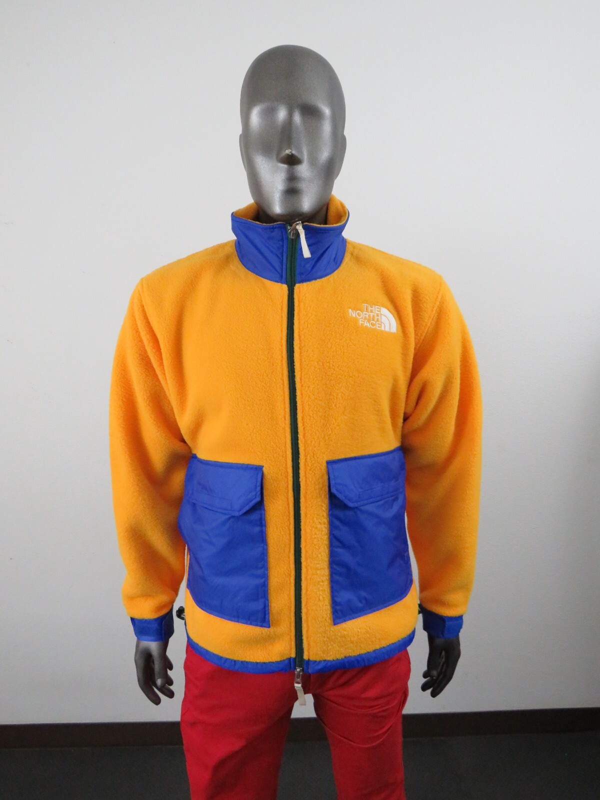 NWT Mens The North Face COLOR BLOCK Full Zip Soft Fleece Jacket RARE - Gold