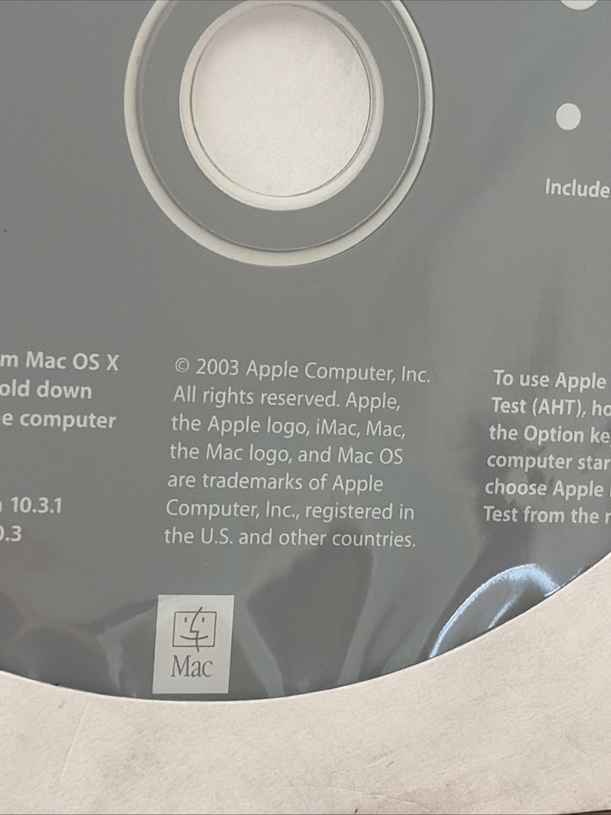 VTG 2003 Apple iMac OS X Version 10.3.1 Install Discs Set