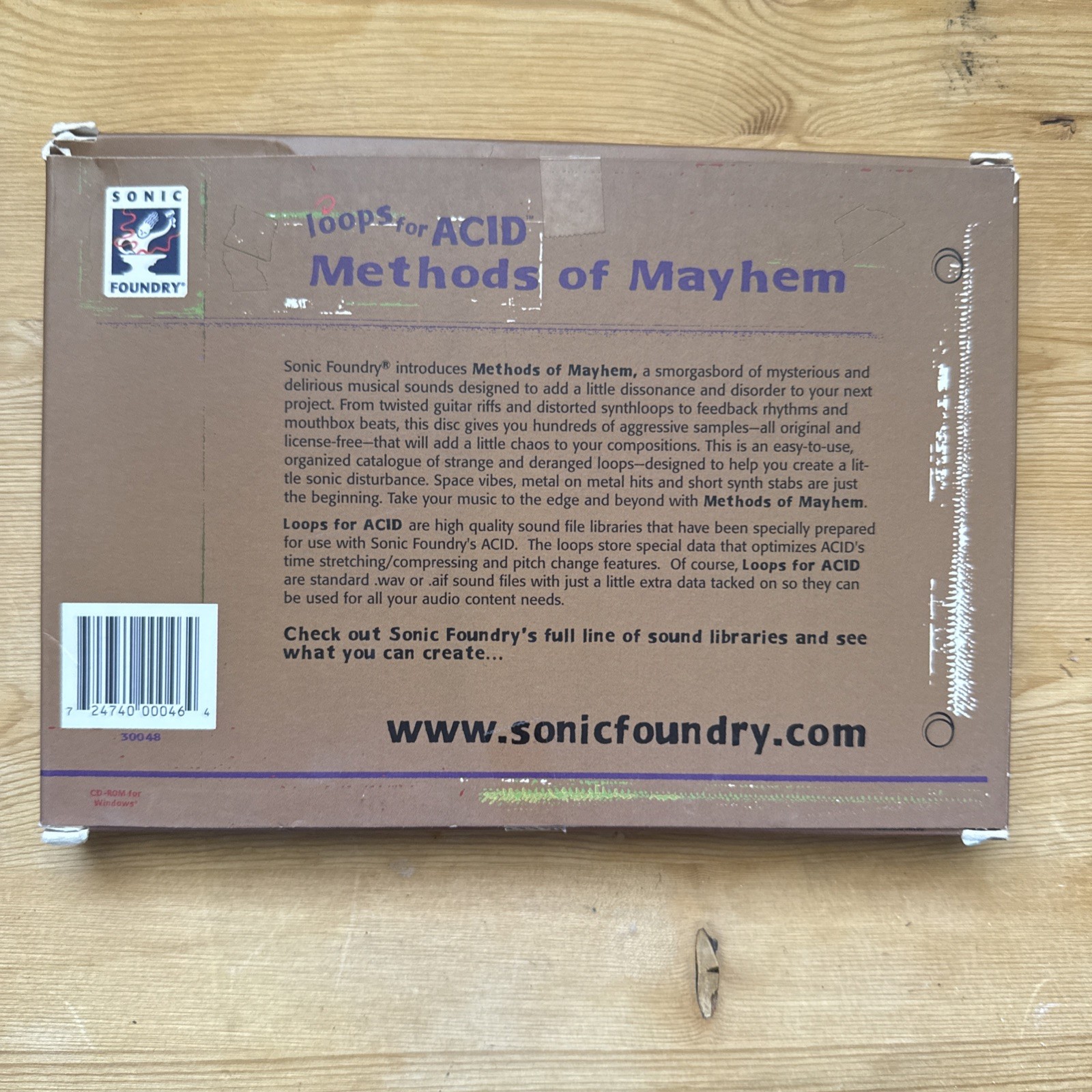 Sonic Foundry Methods Of Mayhem Loops For Acid Sample/Sound Library/Sampling CD