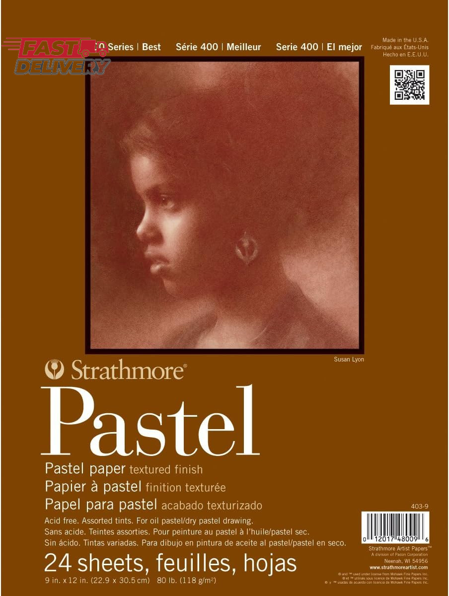 Strathmore 400 Series Pastel Pad, Assorted Colors, 9"X12" Glue Bound, 24 Sheets