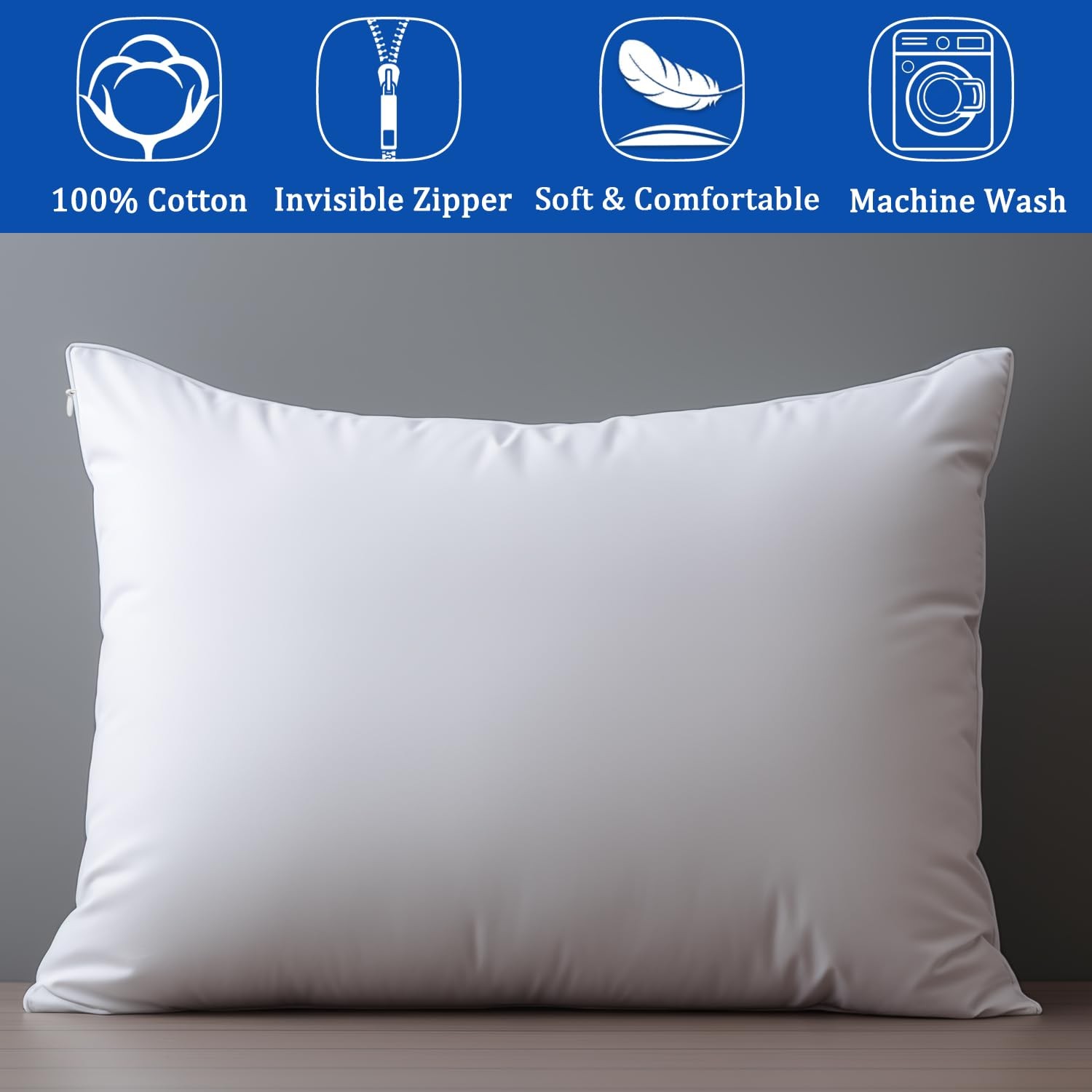 Precoco White Pillow Cases Standard Size-100% Cotton 2 Pack,