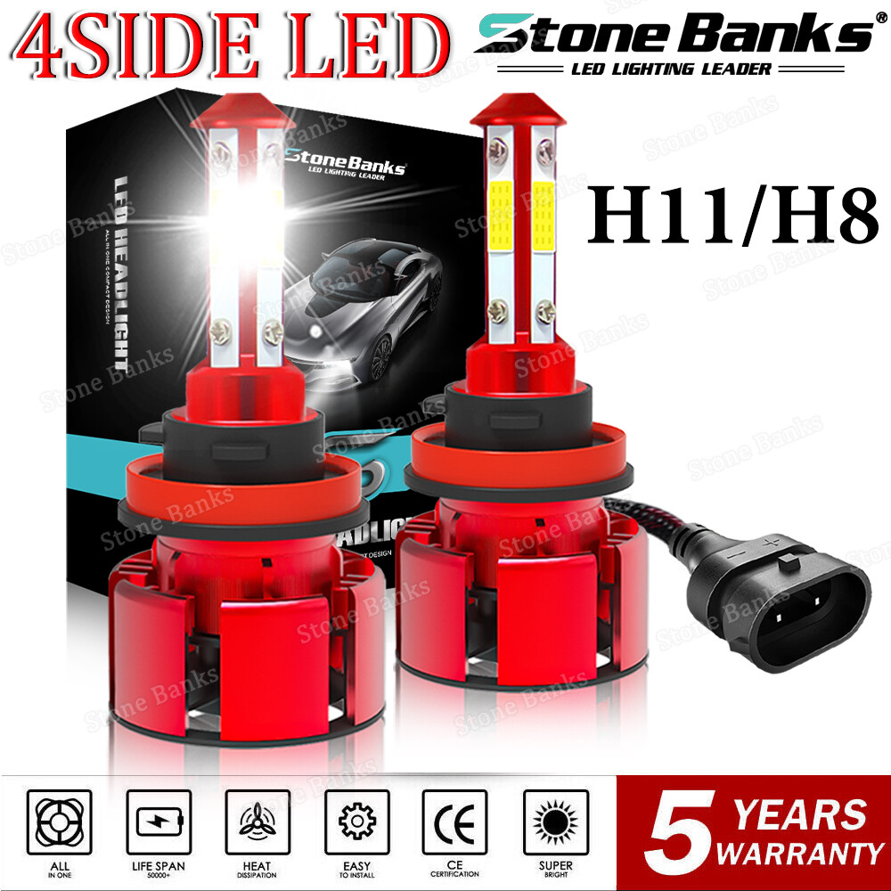 4-Sides H11 H9 LED Headlight Super Bright Bulbs Kit 390000LM HIGH/LOW Beam 6000K