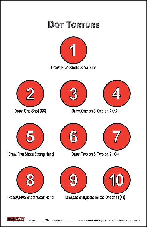 1,000 EZ2C Targets Style 17 Dot Torture Targets Shooting Drill (1000 pack) Lot