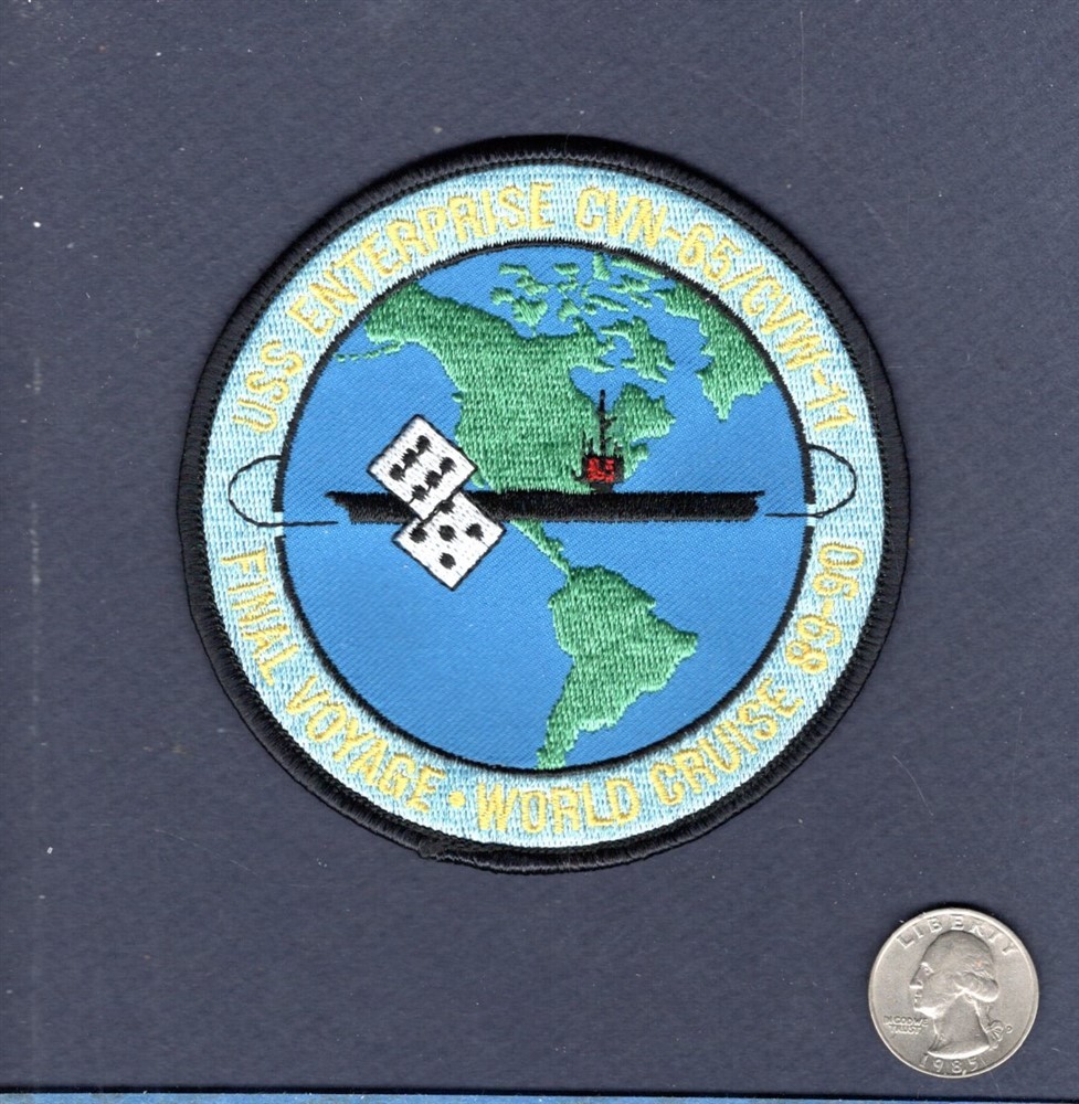 CVN-65 USS ENTERPRISE CVW-11 1989 WORLD CRUISE 1990 US NAVY Ship Squadron Patch