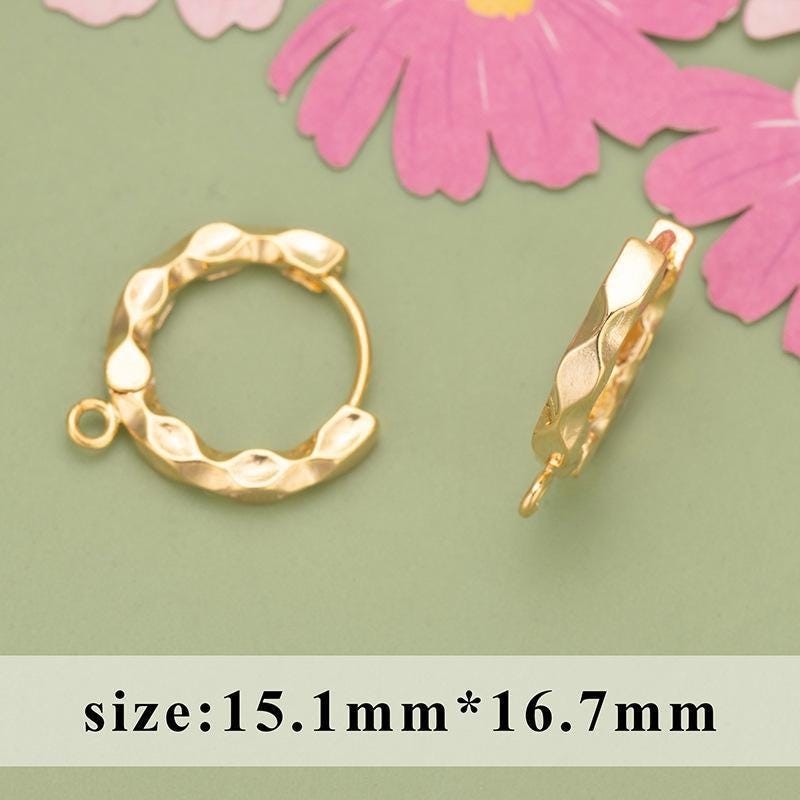 1Pair Gold Plated Wave Shape Hoop Huggies Earrings Component GCR512-Gold