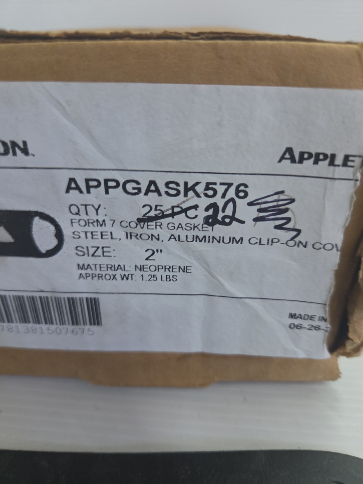 APPLETON ELECTRIC, APPGASK576, 2" GASKET, NOS (QTY 22)