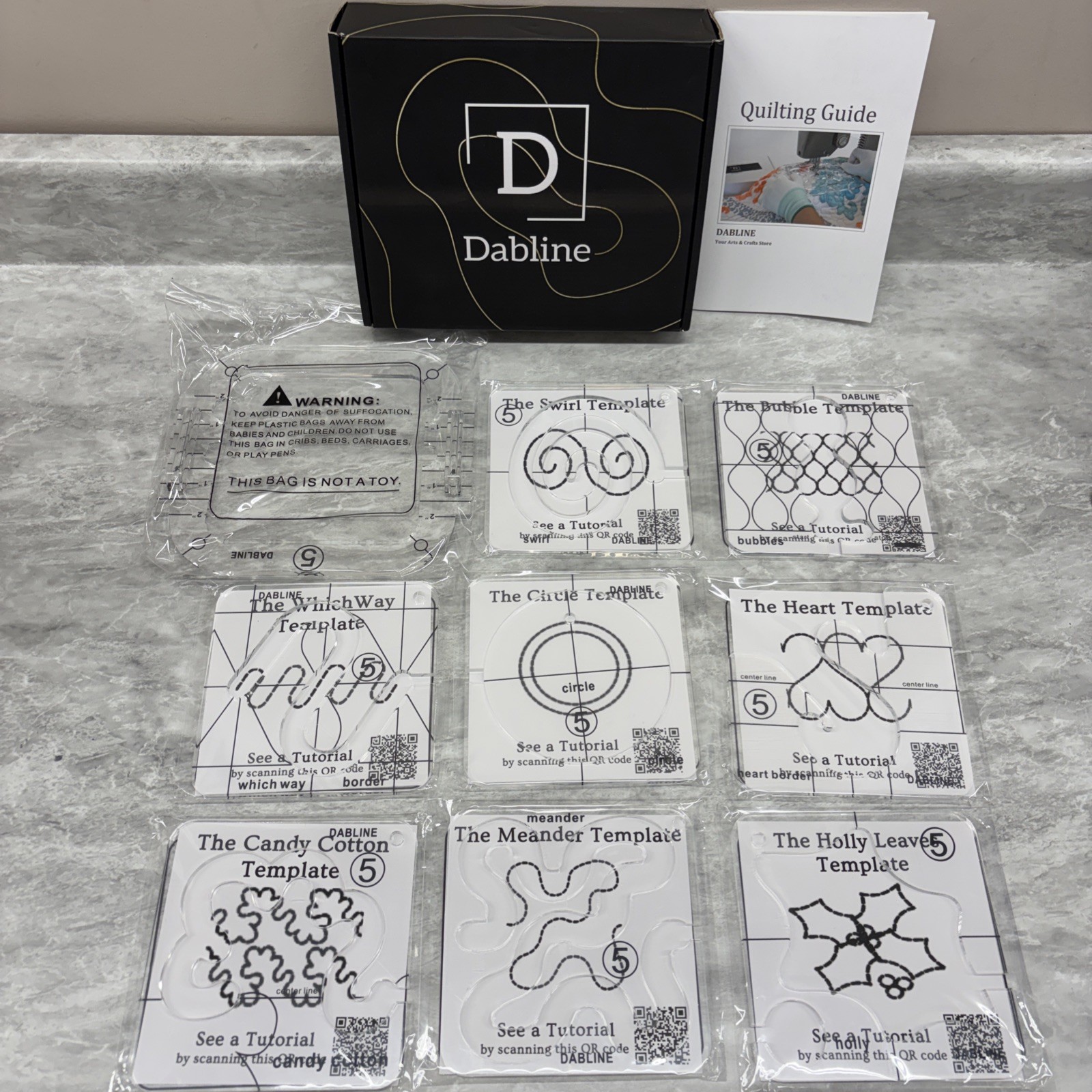 DABLINE Quilting Template Set Includes 8 Templates