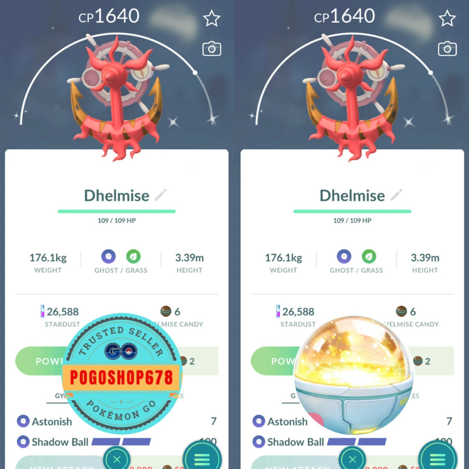Pokémon PTC Go - Shiny Dhelmise ✨ Mini 80k Stardusts or TRADE