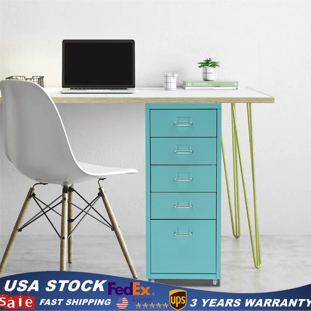 5-Drawer File Cabinet Office Filing Cabinet Stand Storage Organizer with Wheels