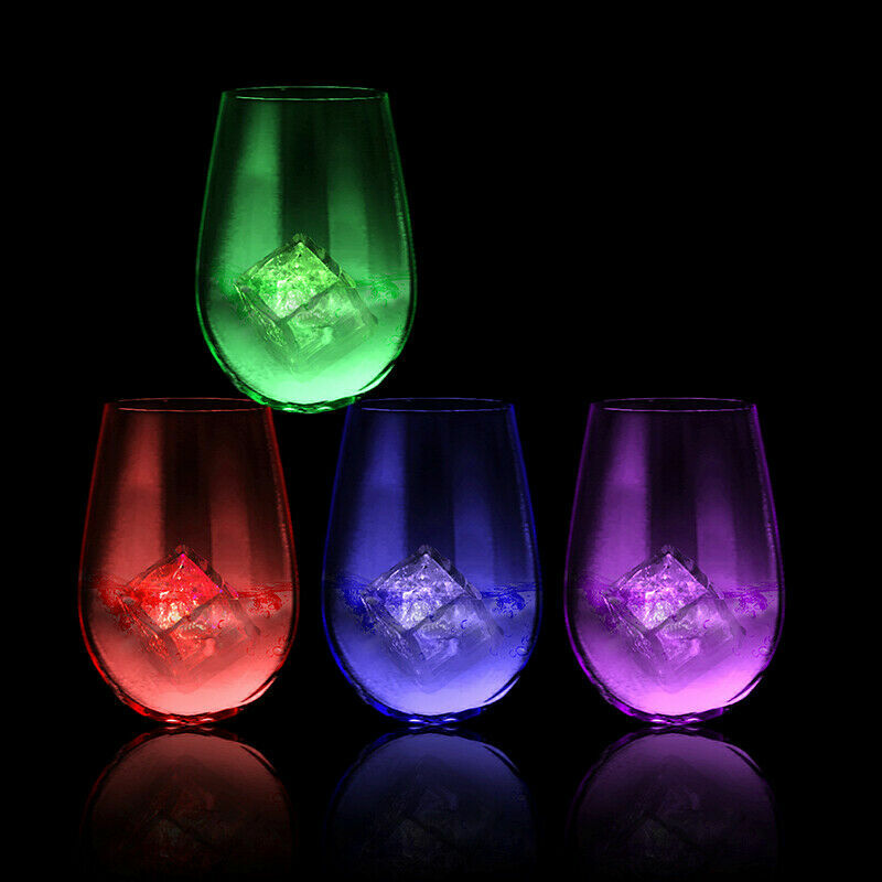 LED light up ice cube 6 solid color & rainbow flashing reusable 24 ice pack 2 DZ