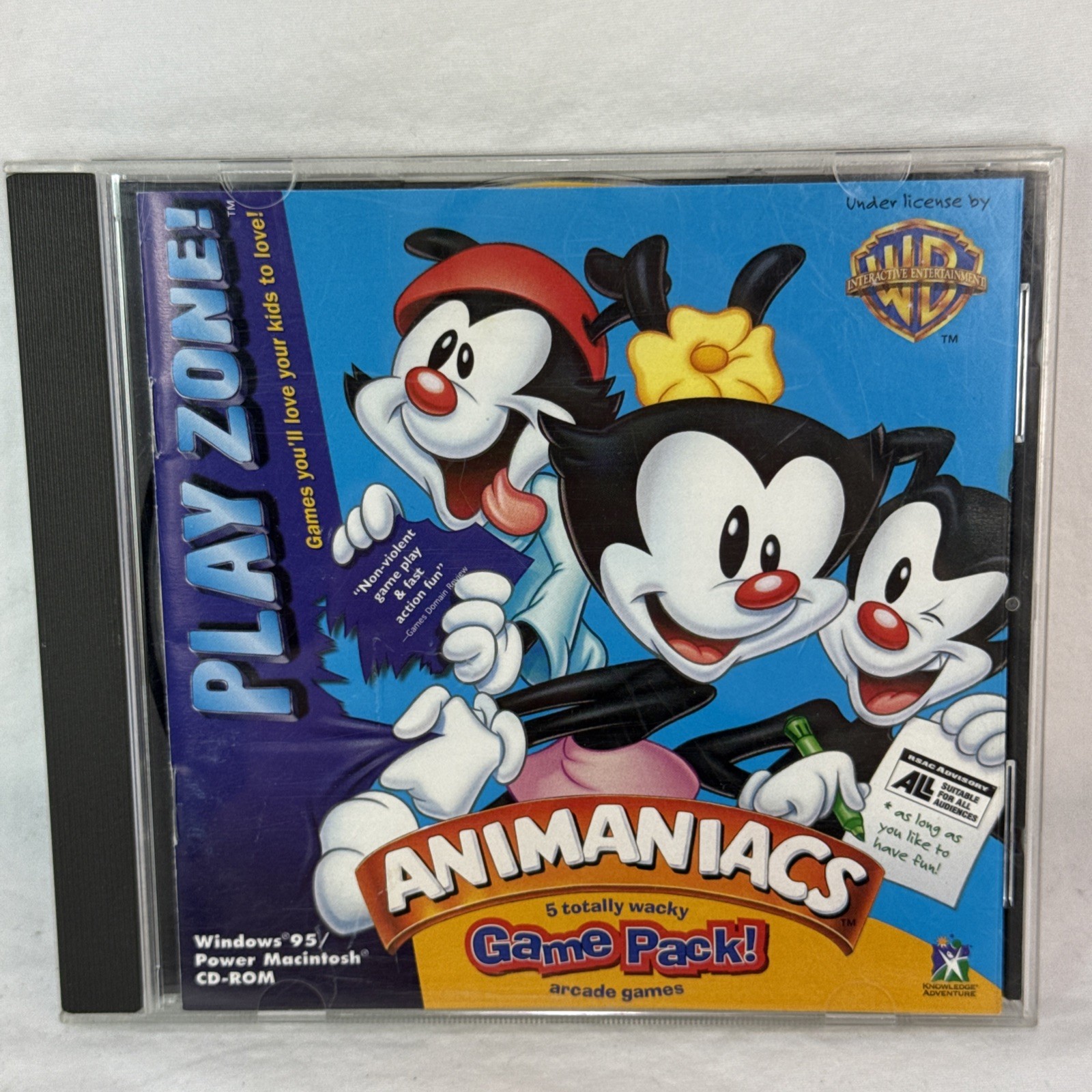 Animaniacs Game Pack PC CD ROM Windows 95 Play Zone VTG CIB Complete Funny Bone