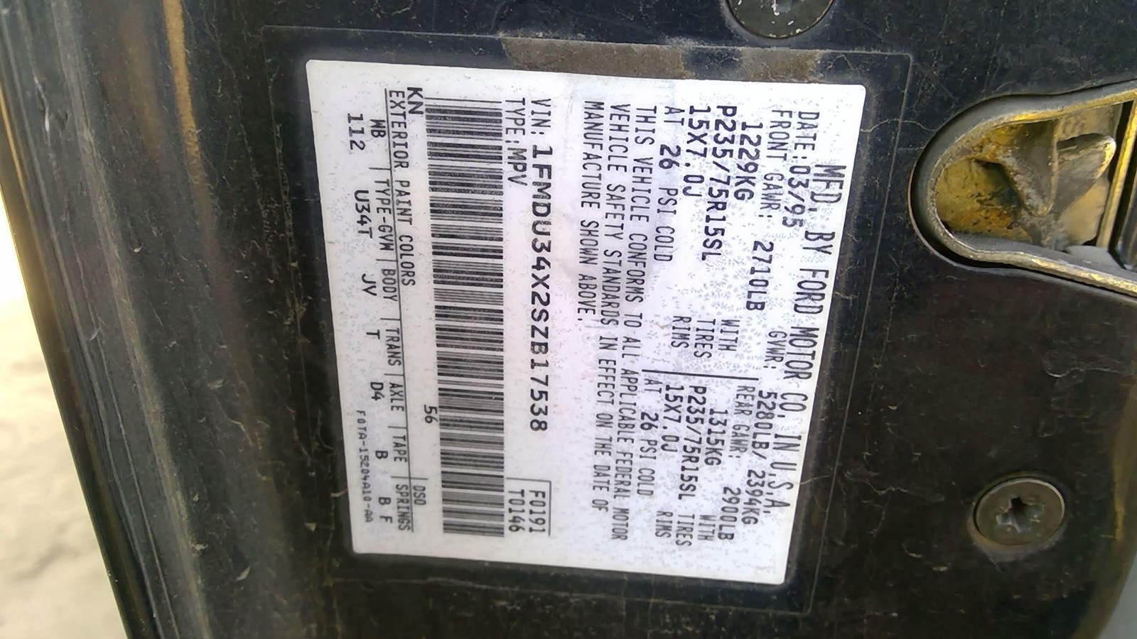 1995 Ford Explorer Complete Wiring Harness Behind Dash Oem 4.0L