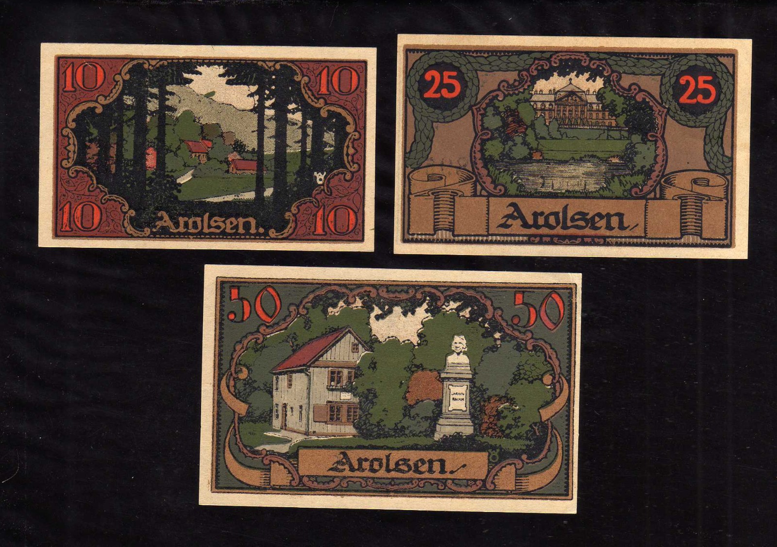 AROLSEN - GERMANY NOTGELD  -   10, 25, 50 PFENNIG