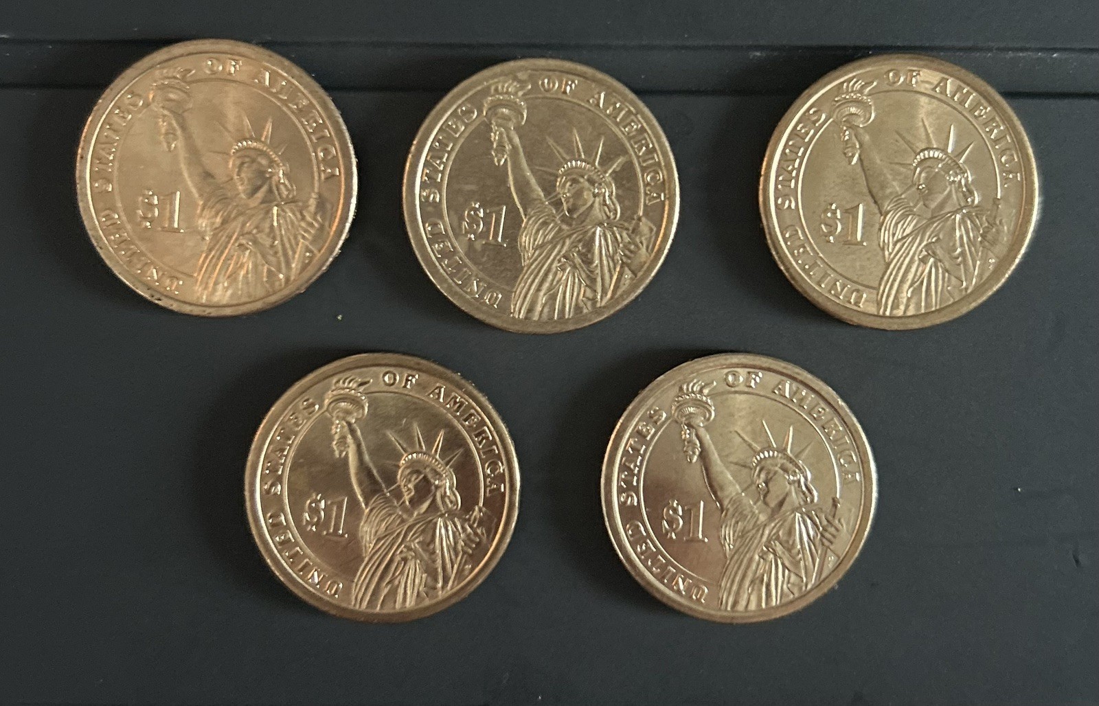 5 presidential dollar coins