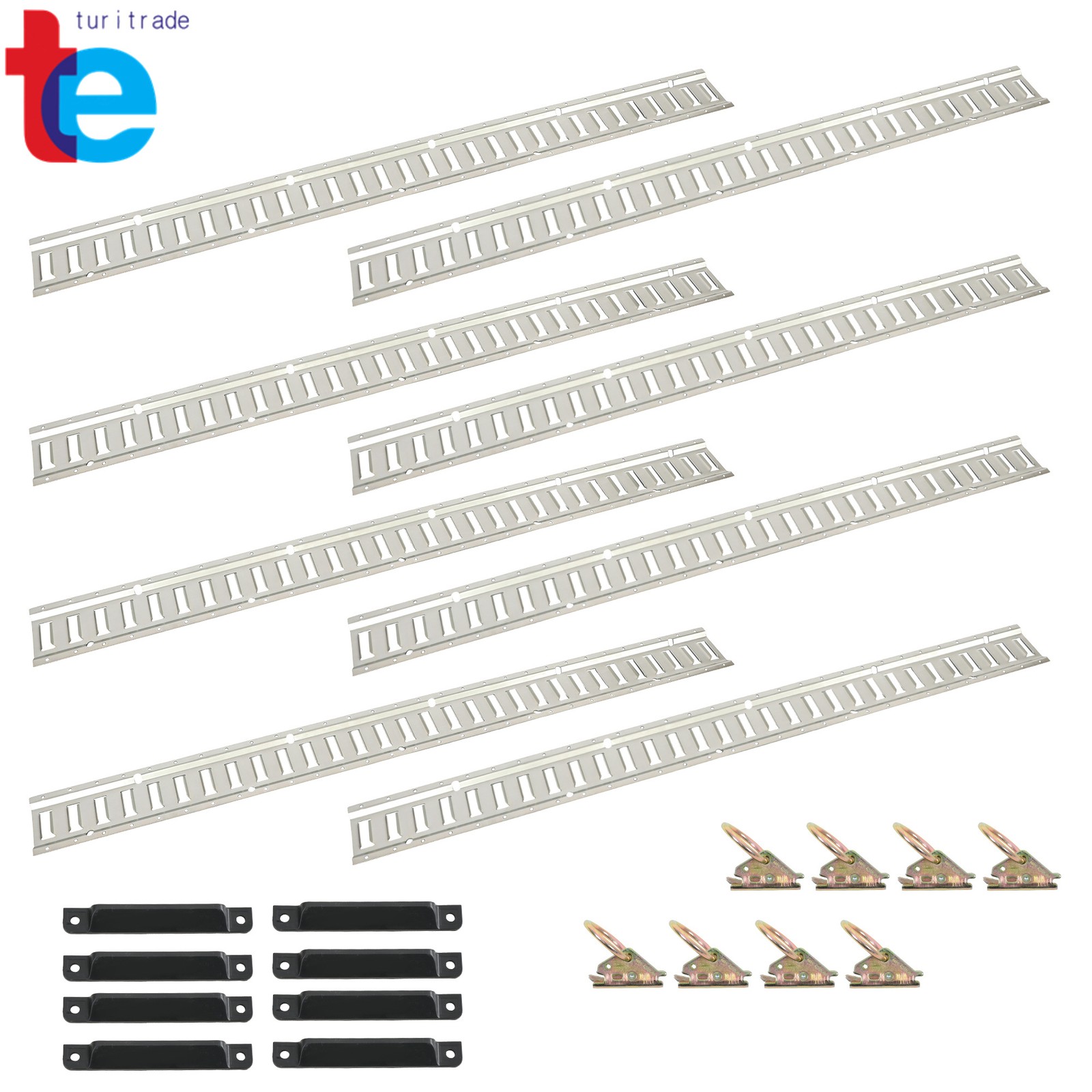 E Track Rail Tie-Down Kit 24PCS Set Etrack Kit 5' Rails End Caps & O Ring Anchor