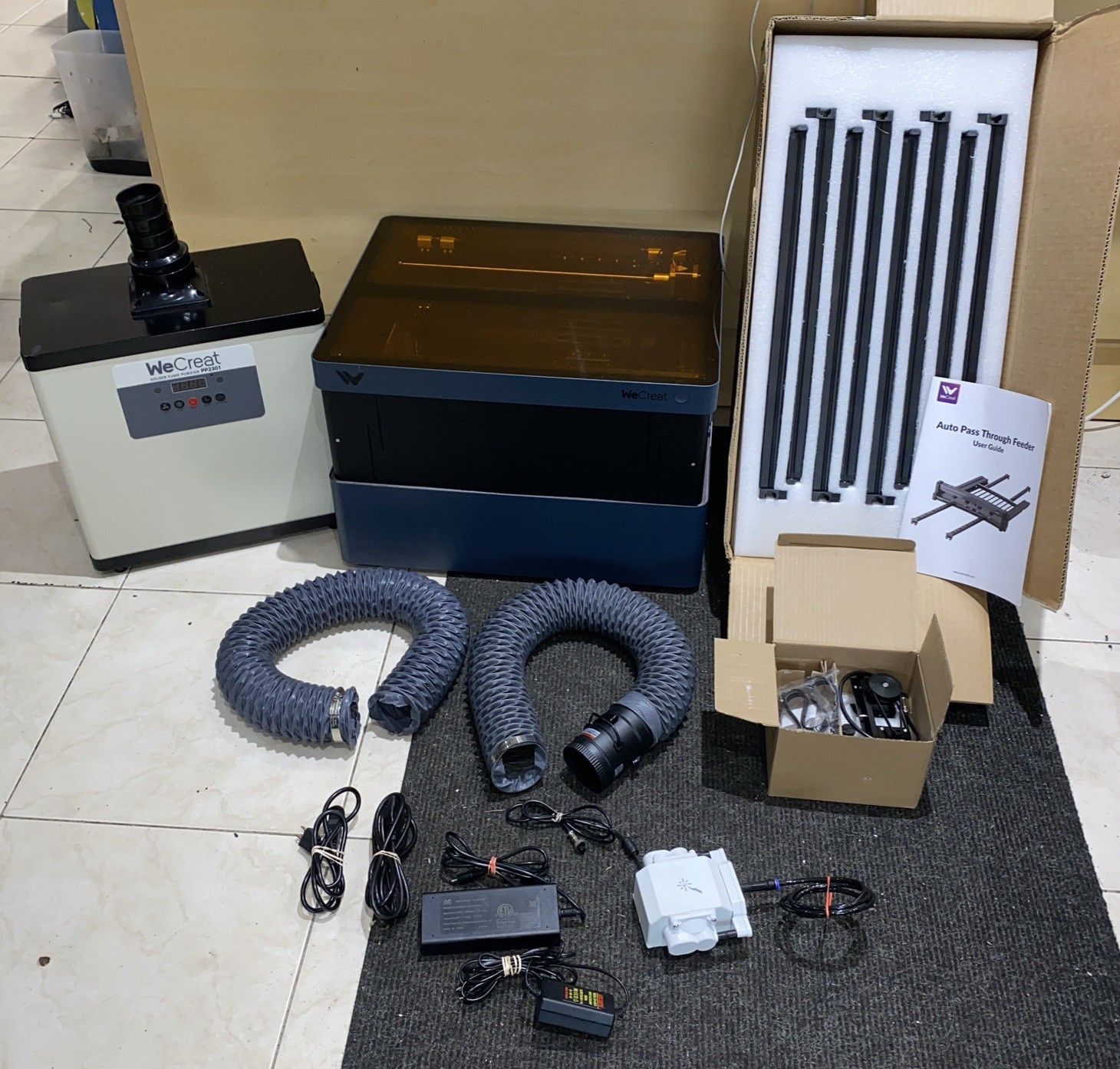 WeCreat Vision 40W Laser Cutter/Engraver LC2340 W/ Auto Feeder Ext Kit, ETC