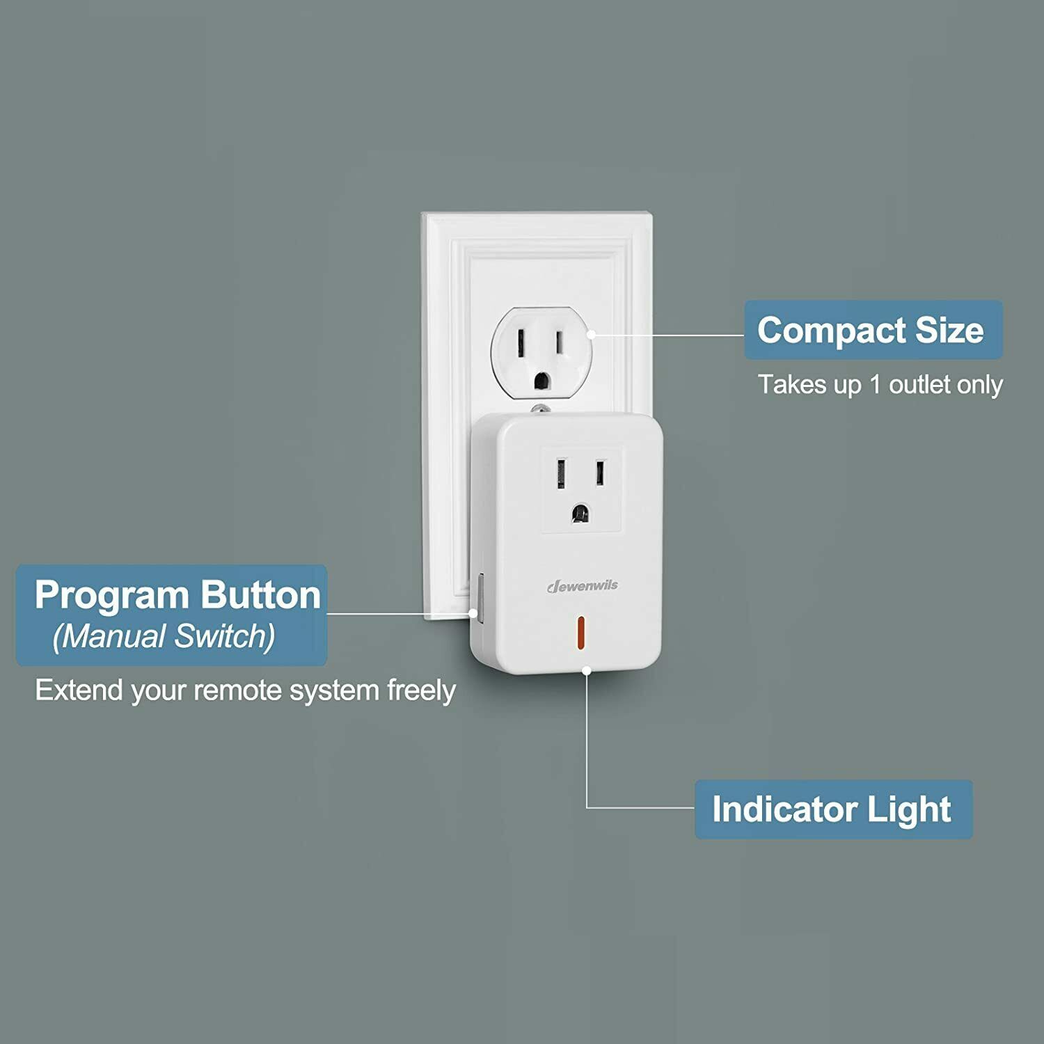 DEWENWILS Remote Control Outlet Plug Wireless On Off Power Switch White