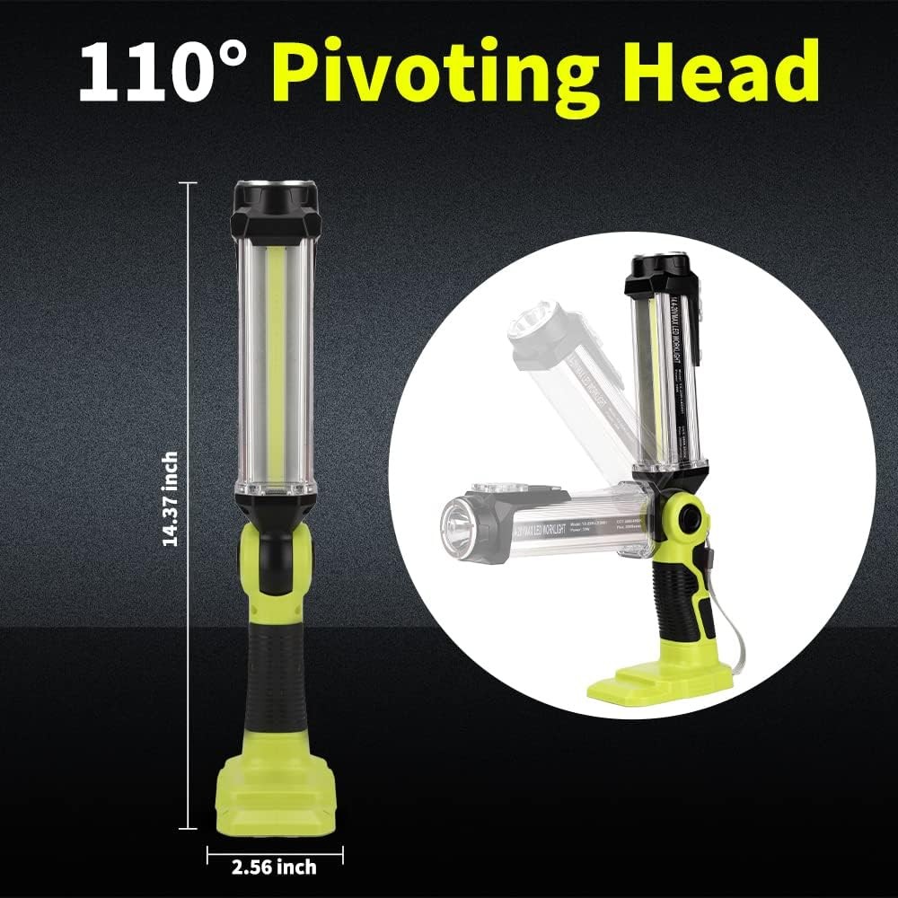 18W 2000LM Rechargeable Flashlight Cordless Led Work Light for Ryobi 18v Battery