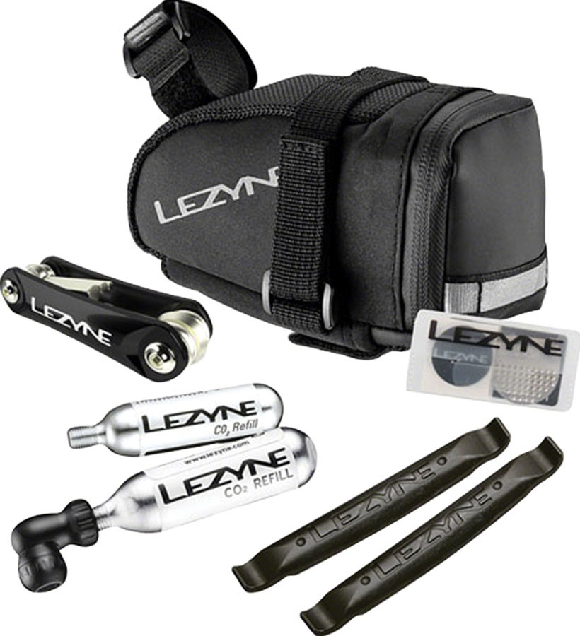Lezyne M-Caddy Seat Bag with CO2 Inflator & Multi-Tool | Durable Woven Nylon,