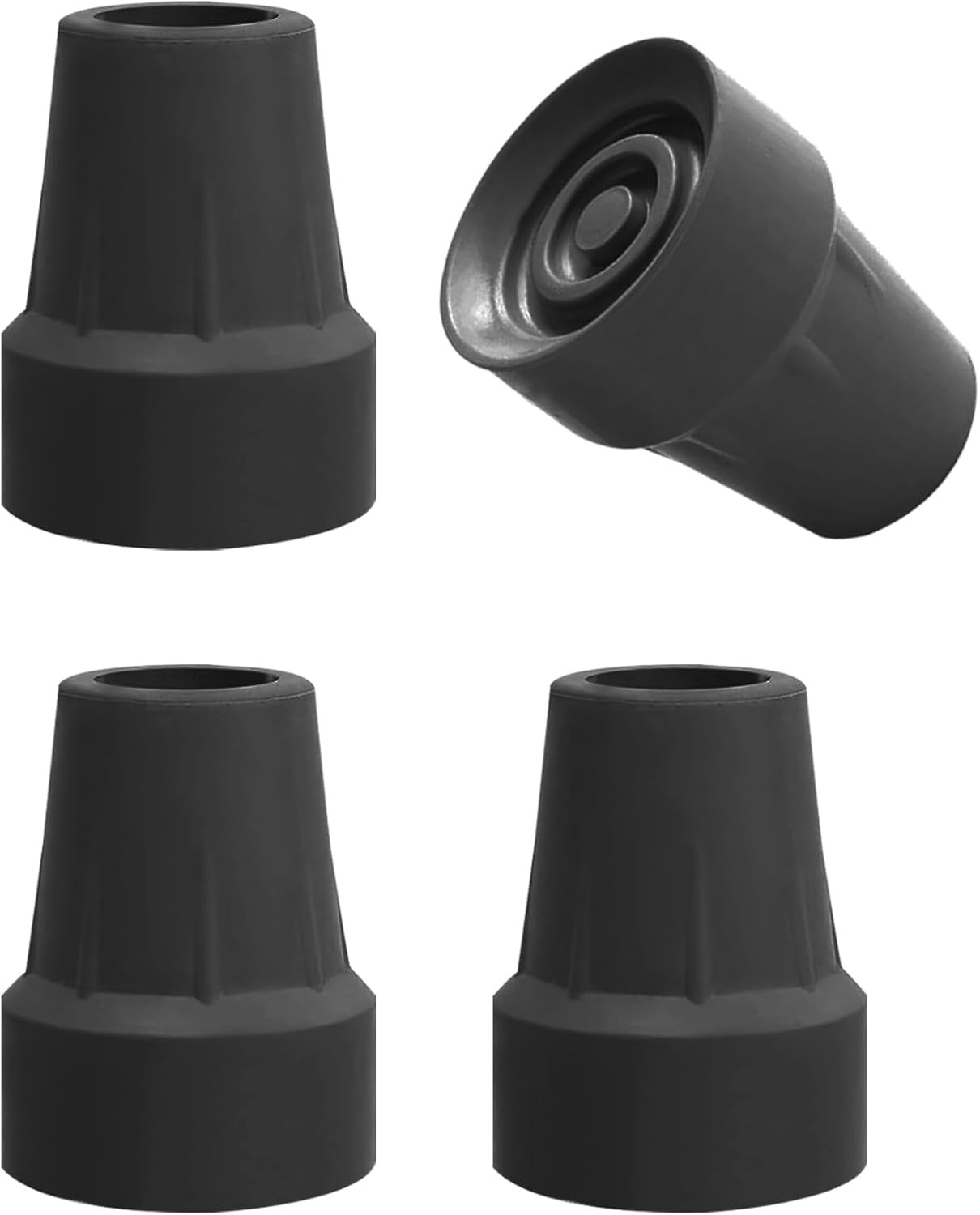 4 Pack 3/4 Inch Replacement Rubber Cane Tips for Canes Crutch Walking Sticks and