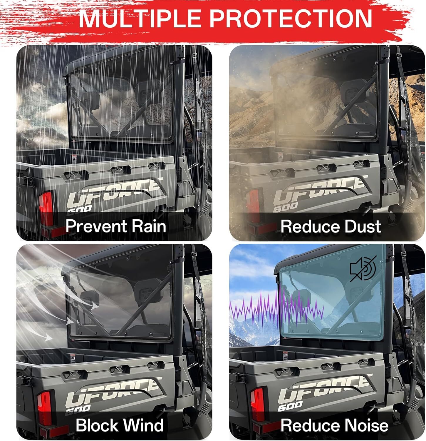 Lightly Tinted Rear Windshield for 2021+ CFMOTO UForce 600 Back Window