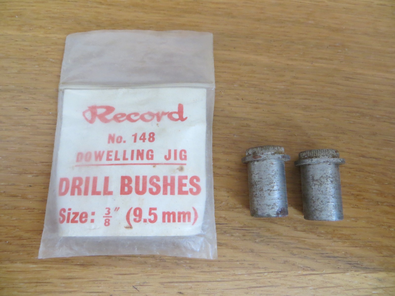 Two Record Drill Bushes for  No 148 Dowelling Jig, Size 3/8" (9.5mm)