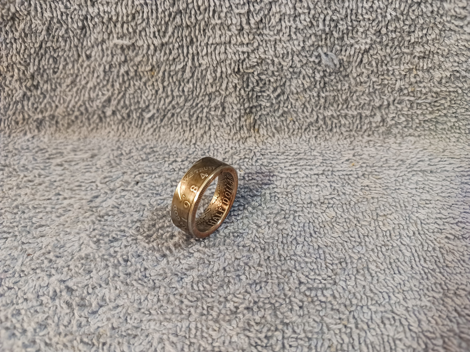 1984 Kennedy Half Dollars  size 10   coin ring  handmade mixed metals (B)