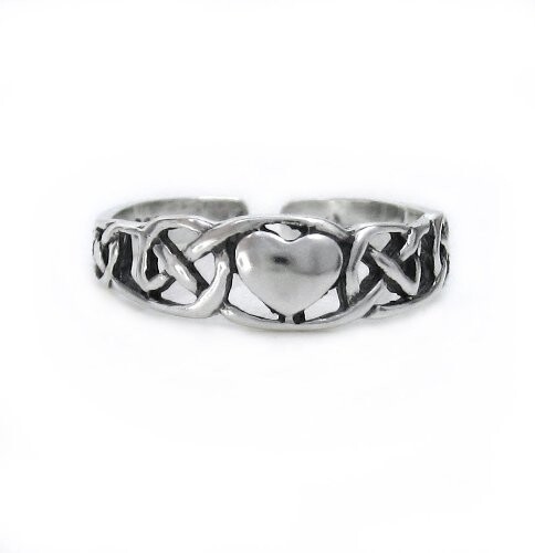 Sterling Silver Heart and Celtic Knot Adjustable Toe Ring